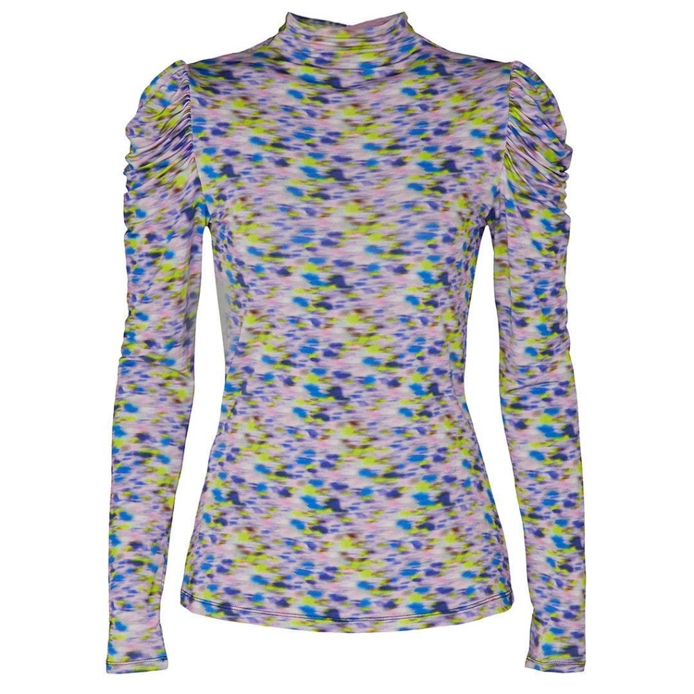 Tanya Taylor Long Sleeve Mock Neck Adonica Blouse, XL
